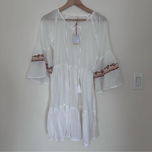 Raga women's White Flower Embroidered swim cover up size Small New - Picture 1 of 5